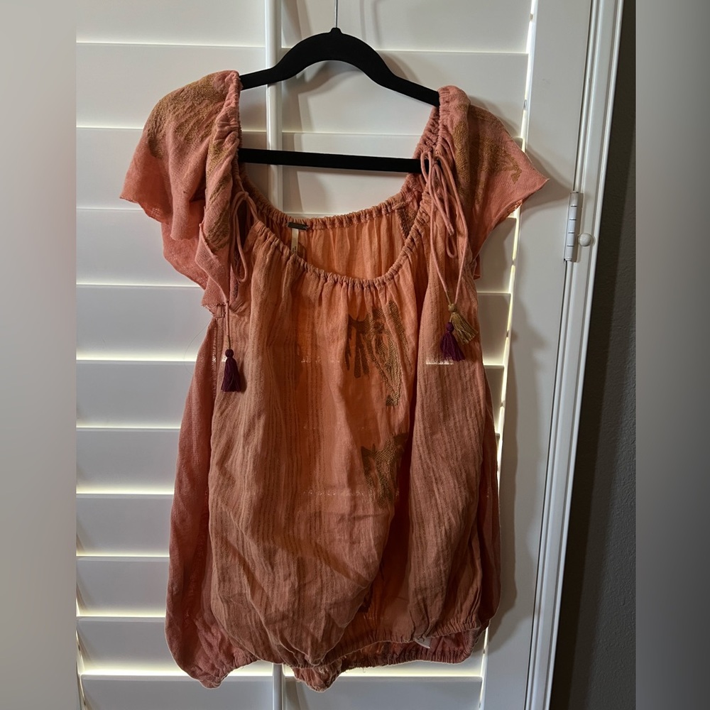 Free People Orange Boho Top - Small